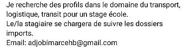 STAGIAIRE EN LOGISTIQUE / TRANSPORT / TRANSIT